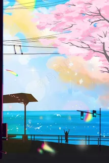 唯美治愈夏天日系夏至海边车站电线大暑天空 唯美治愈夏天日系夏至海边车站电线大暑天空