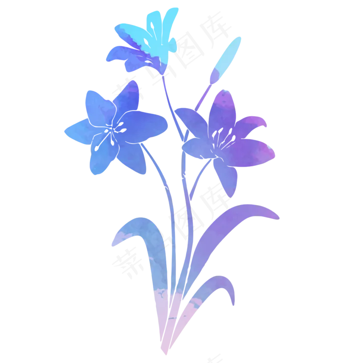 蓝色矢量花朵图案装饰(2370X2500(DPI:72))psd模版下载