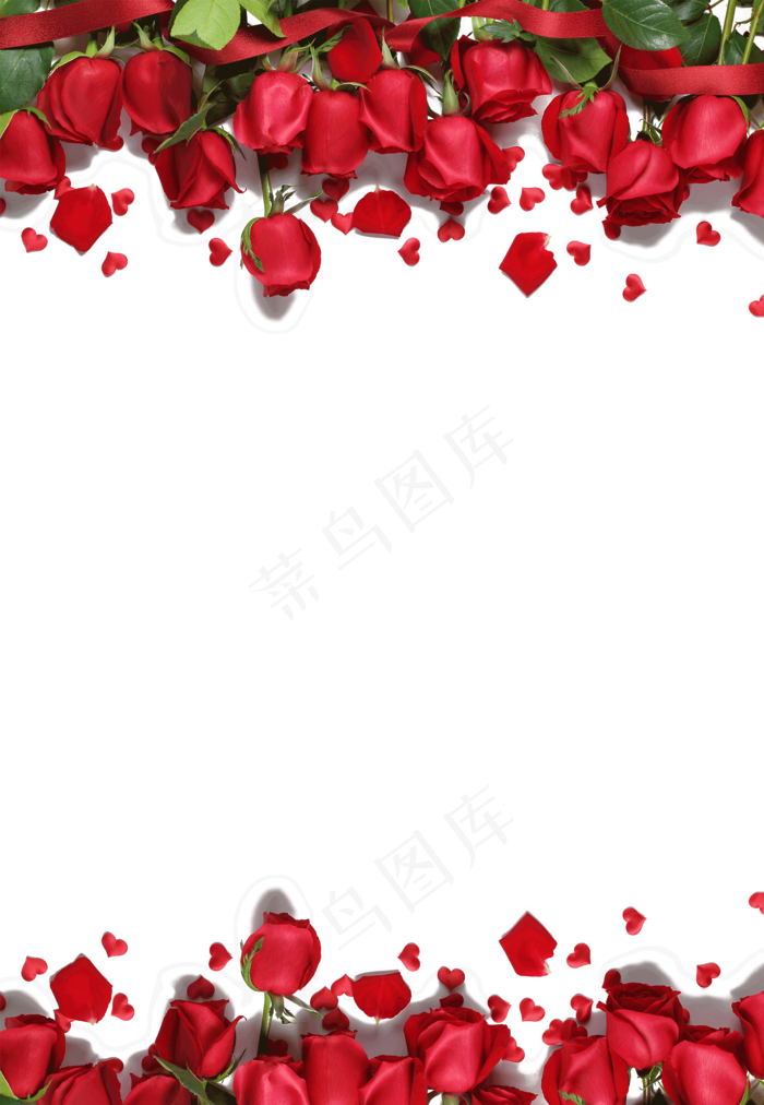 红色玫瑰花边框,免抠元素