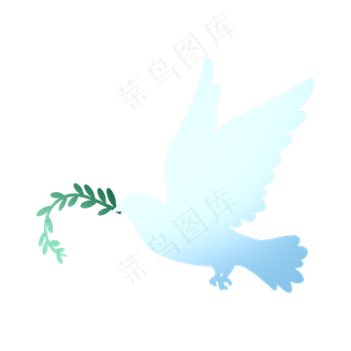 扁平渐变色和平鸽橄榄枝,免抠元素