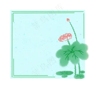 绿色夏季荷花边框