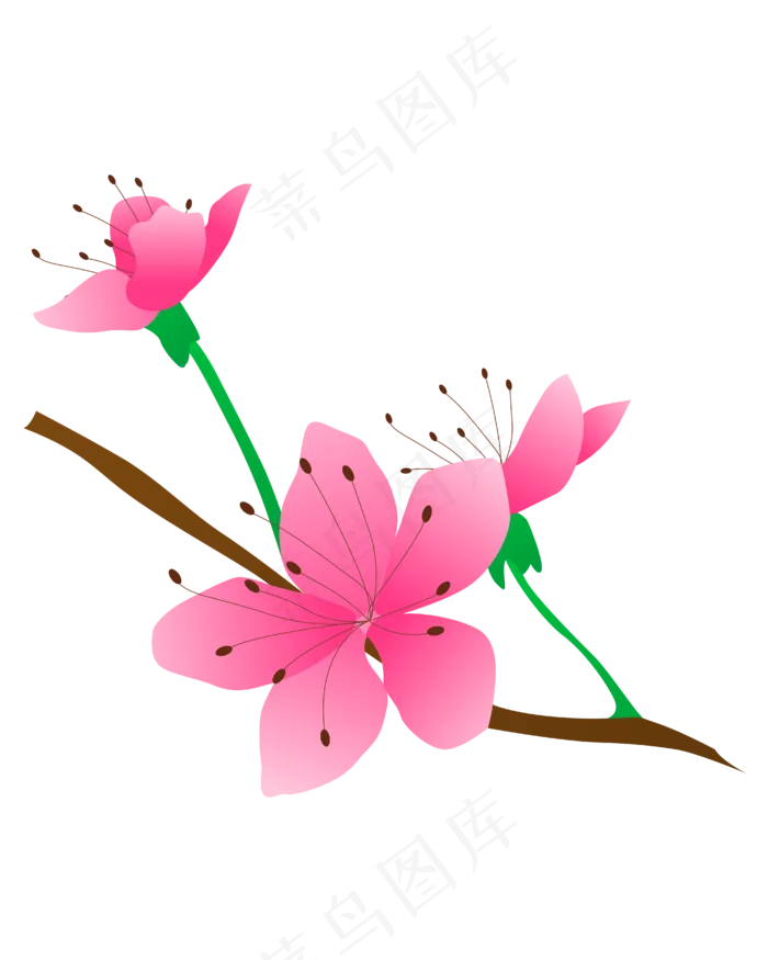 卡通免扣粉色花朵(4167*5208px 300 dpi )ai矢量模版下载