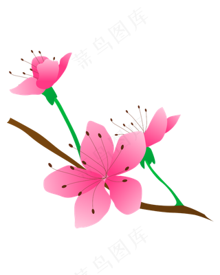 卡通免扣粉色花朵