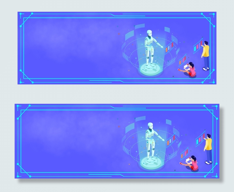 蓝色几何商务科技banner(1920*700px 	       )psd模版下载