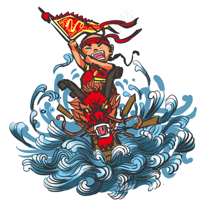 端午节正面摇旗赛龙舟