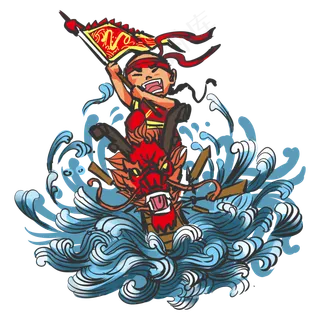 端午节正面摇旗赛龙舟