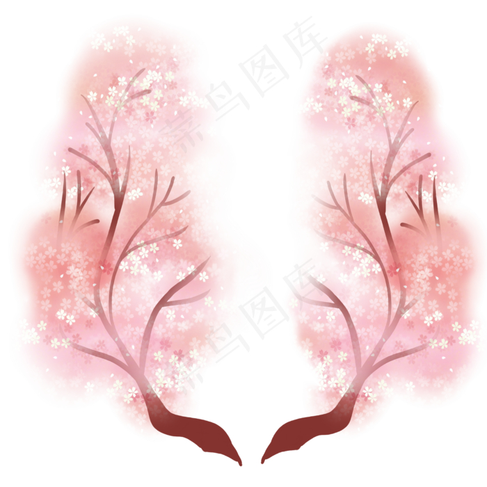 樱花树枝丫环绕的花藤(2480X2480(DPI:300))psd模版下载