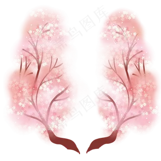 樱花树枝丫环绕的花藤