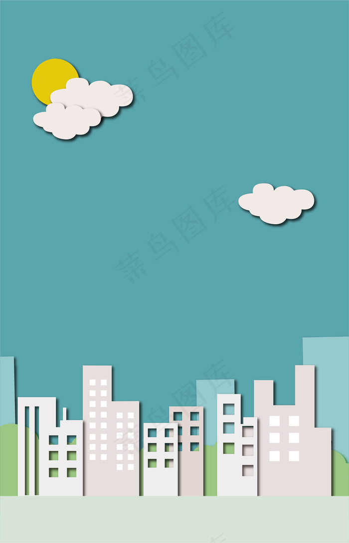 简约扁平城市建筑平面素材