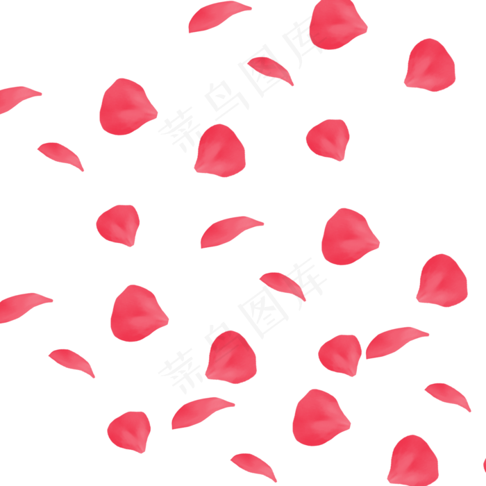 手绘漂浮玫瑰花瓣免抠图