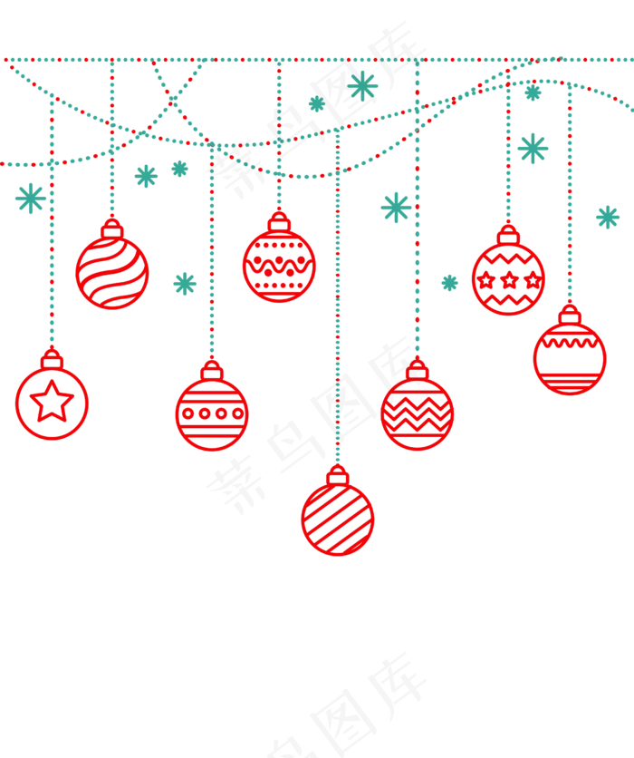 圣诞红色彩球挂饰,免抠元素(2488*2971px 300 dpi )ai矢量模版下载