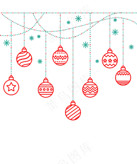 圣诞红色彩球挂饰,免抠元素
