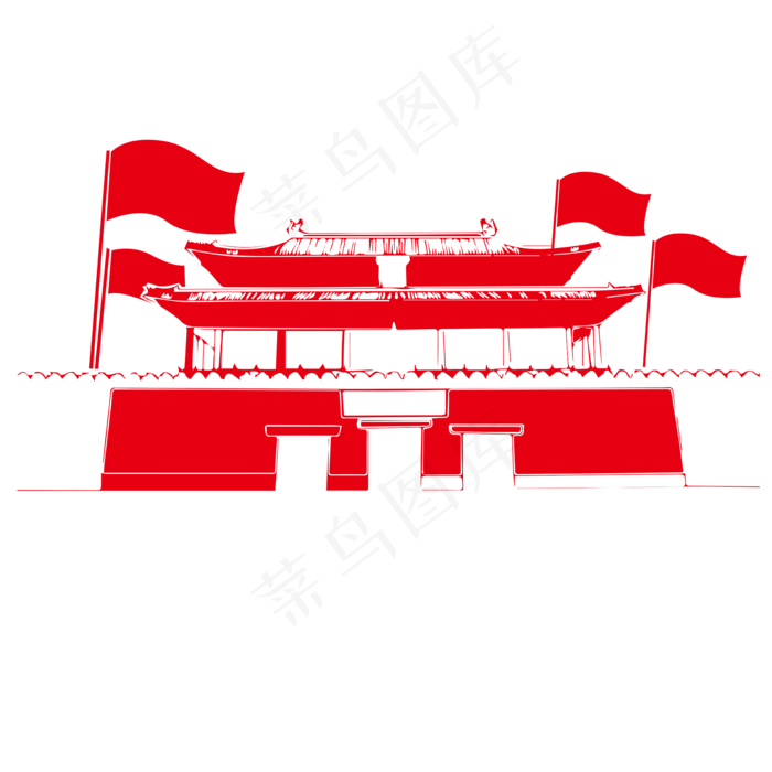 党建剪影红旗正门(2845X2000(DPI:300))ai矢量模版下载