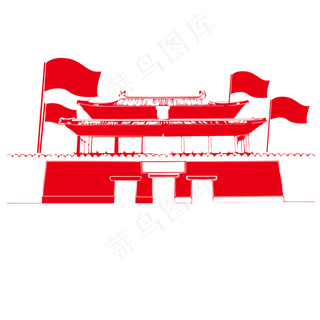 党建剪影红旗正门
