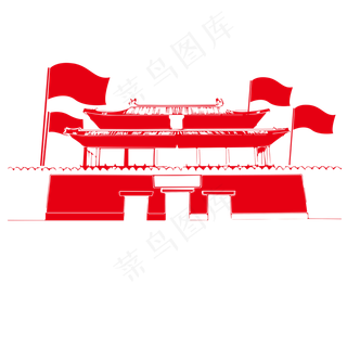 党建剪影红旗正门