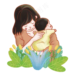 三八妇女节母亲抱着孩子PNG,免抠元素