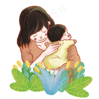 三八妇女节母亲抱着孩子PNG,免抠元素