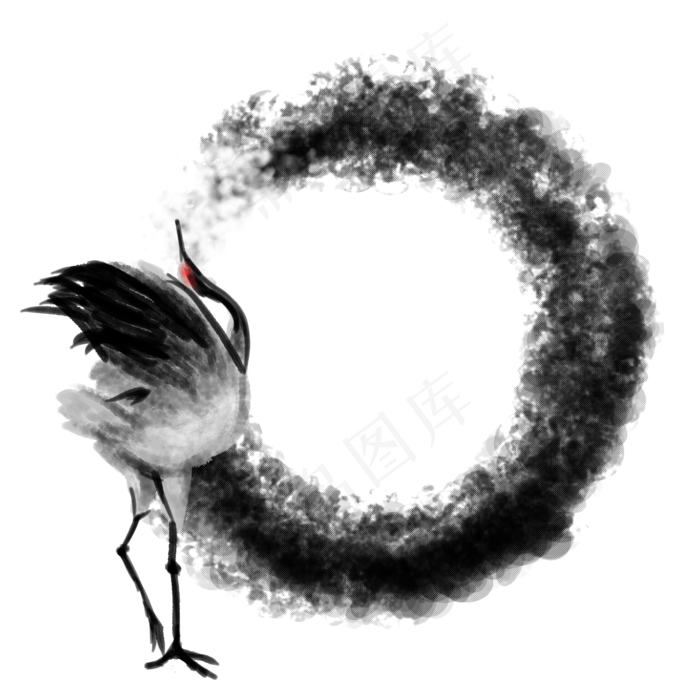 清明节水墨仙鹤装饰(2000X2000(DPI:300))psd模版下载