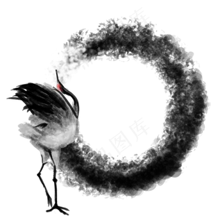 清明节水墨仙鹤装饰