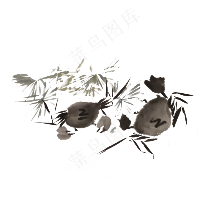 水墨螃蟹插画素材