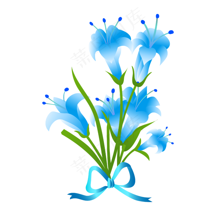 矢量免扣卡通蓝色的花