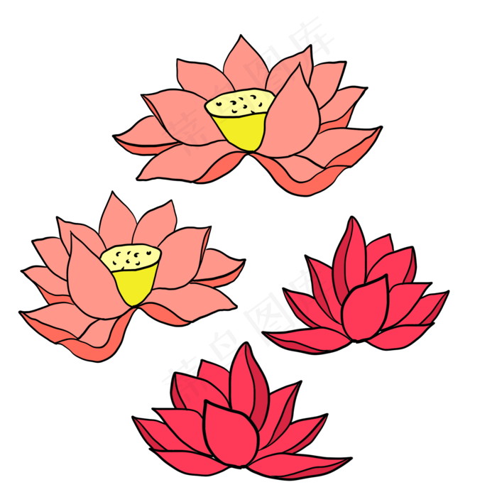 夏天池塘朵朵荷花开(2000X2000(DPI:300))psd模版下载