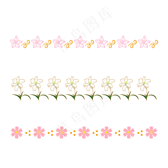 粉色百合鲜花分割线装饰图案(4167*4167px 300 dpi )ai矢量模版下载