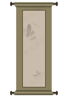 画卷卷轴水墨花纹古风