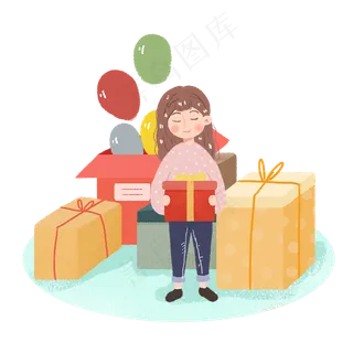 618年中狂欢购物女孩png素材