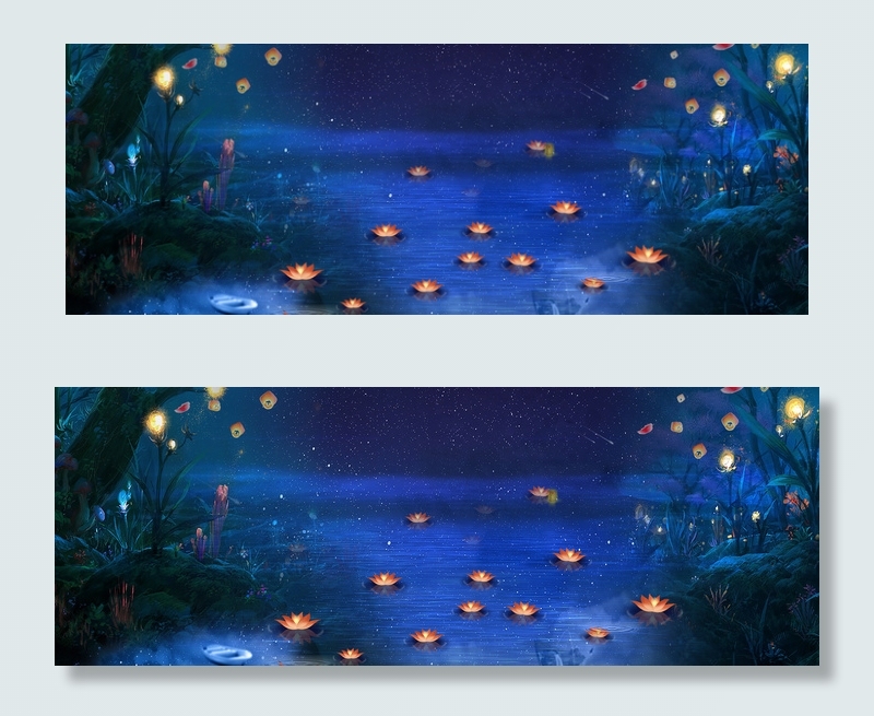 中元节夜晚海报背景