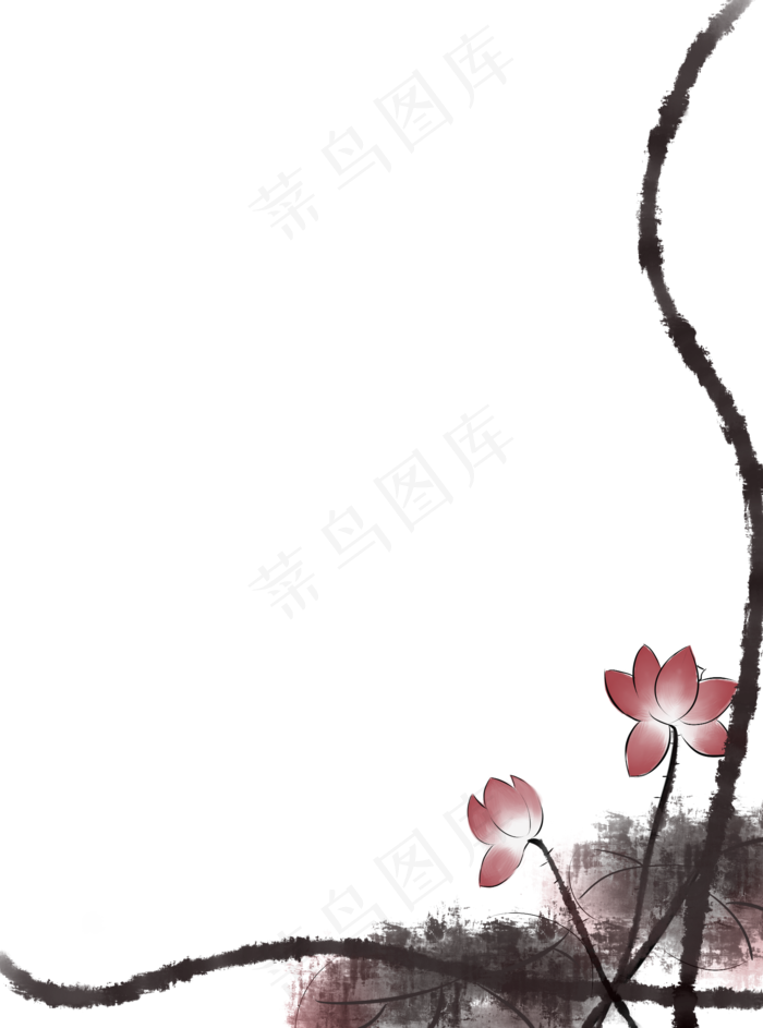 中国风水墨荷花边框