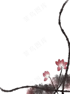 中国风水墨荷花边框 中国风水墨荷花边框