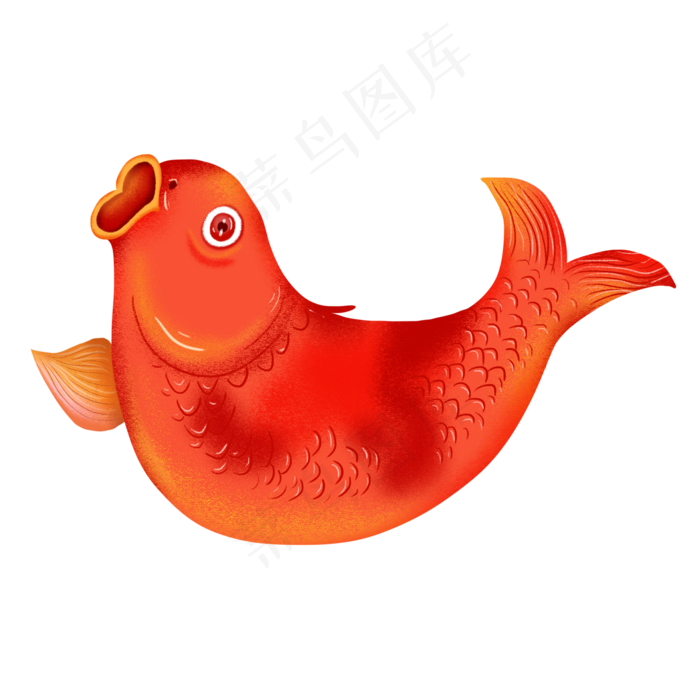张开嘴巴的红色卡通鲤鱼,免抠元素