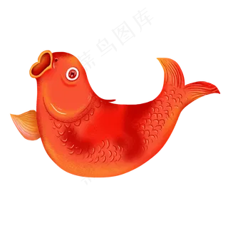 张开嘴巴的红色卡通鲤鱼,免抠元素