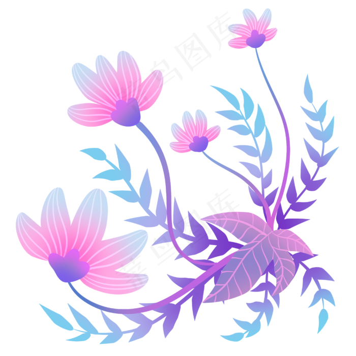 唯美的紫色花藤插画