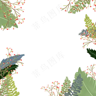手绘春季植物边框,免抠元素