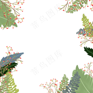 手绘春季植物边框,免抠元素