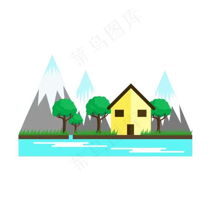 风景房屋大山(2480X3000(DPI:300))ai矢量模版下载