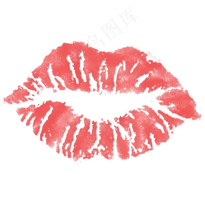 七夕情人节水彩风格唇印装饰