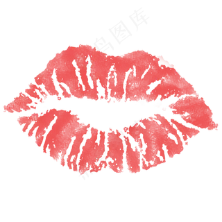 七夕情人节水彩风格唇印装饰