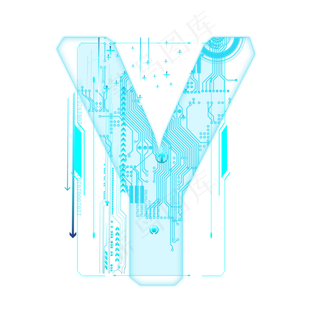 蓝色科技线条PSD字母Y
