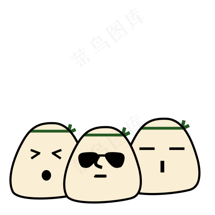 三个粽子卡通表情(2000X2000(DPI:300))psd模版下载
