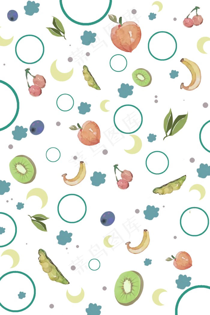 夏日印花底纹清新可爱水果,免抠元素(3543X5315(DPI:200))psd模版下载