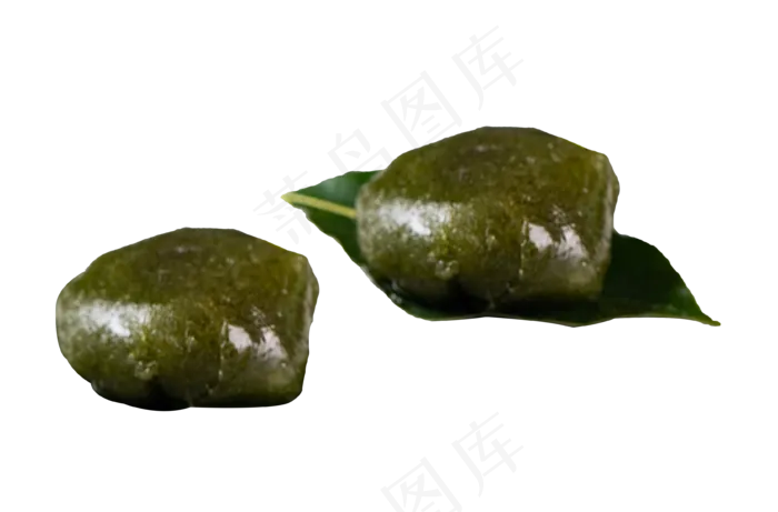 清明节美食绿叶上的青团