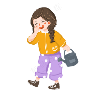 植树节卡通人物手绘素材