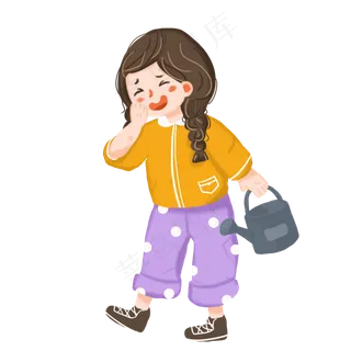 植树节卡通人物手绘素材