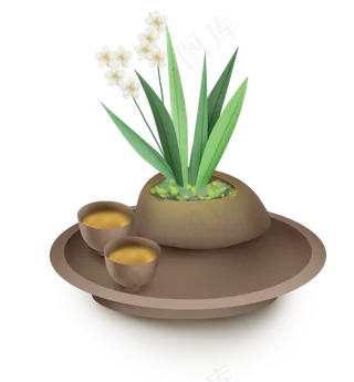 中国风功夫茶和花卉