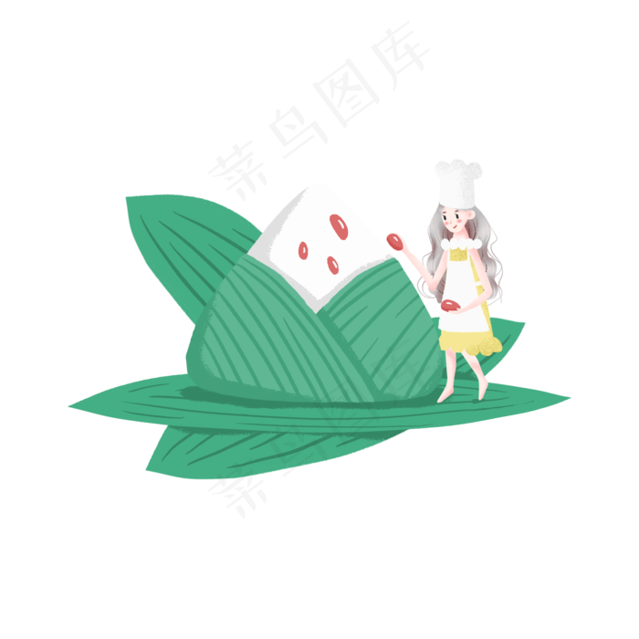 端午节包粽子的小女孩