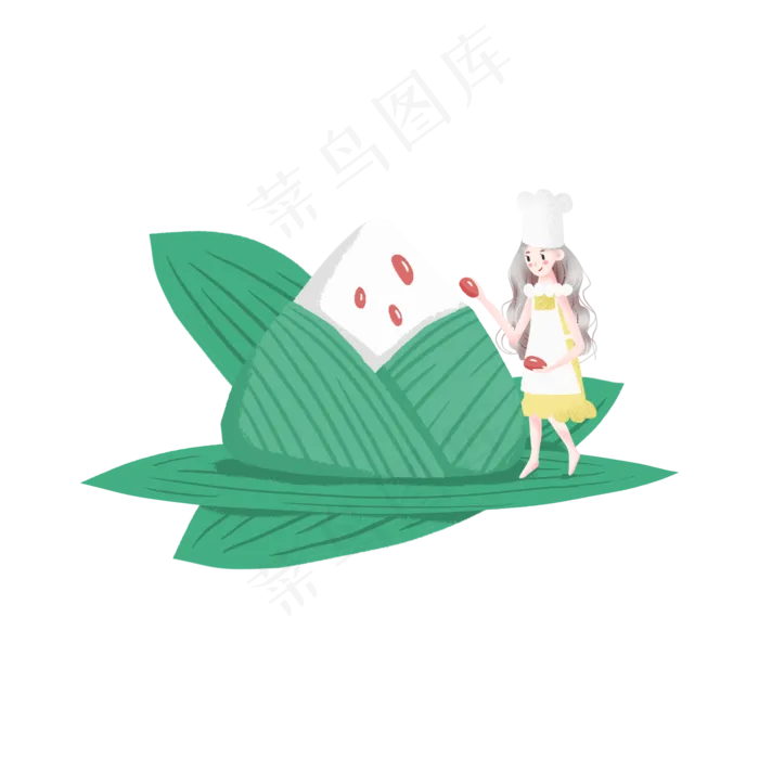端午节包粽子的小女孩(2000X2000(DPI:300))psd模版下载