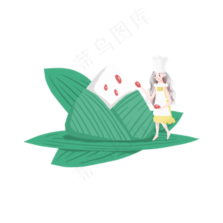 端午节包粽子的小女孩